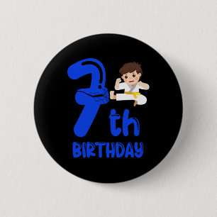 Badge Rond 5 Cm Fête d'anniversaire de 7 ans pour garçon. Septième