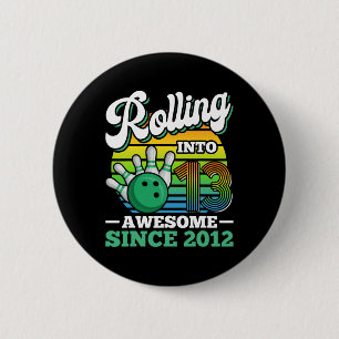 Badge Rond 5 Cm Fête d'anniversaire de bowling qui entre dans sa 1