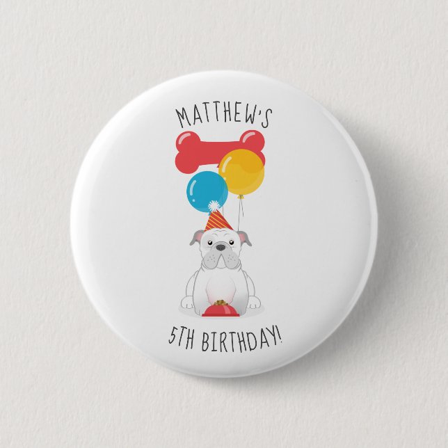Badge Rond 5 Cm Fête d'anniversaire de Bulldog (Devant)