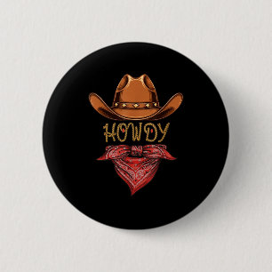 Badge Rond 5 Cm Fête d'anniversaire de cowboy occidental Howdy Cow