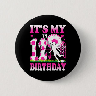 Badge Rond 5 Cm Fête d'anniversaire de fille de 12 ans thème footb