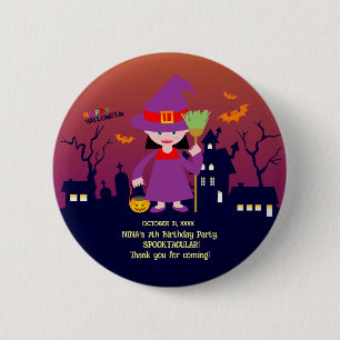 Badge Rond 5 Cm Fête d'anniversaire de fille en costume d'Hallowee