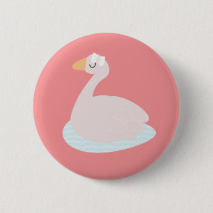 Badge Rond 5 Cm Fête d'anniversaire de filles Confetti Cygne Rose