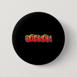 Badge Rond 5 Cm Fête d'anniversaire de Maman Fraise Marraine
