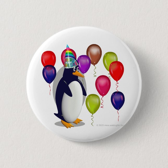 Badge Rond 5 Cm Fête d'anniversaire de pingouin (Devant)