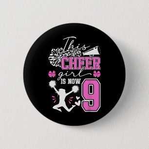 Badge Rond 5 Cm Fête d'anniversaire de pom-pom girl de 9 ans