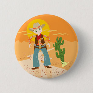 Badge Rond 5 Cm Fête d'anniversaire d'enfant de cowboy