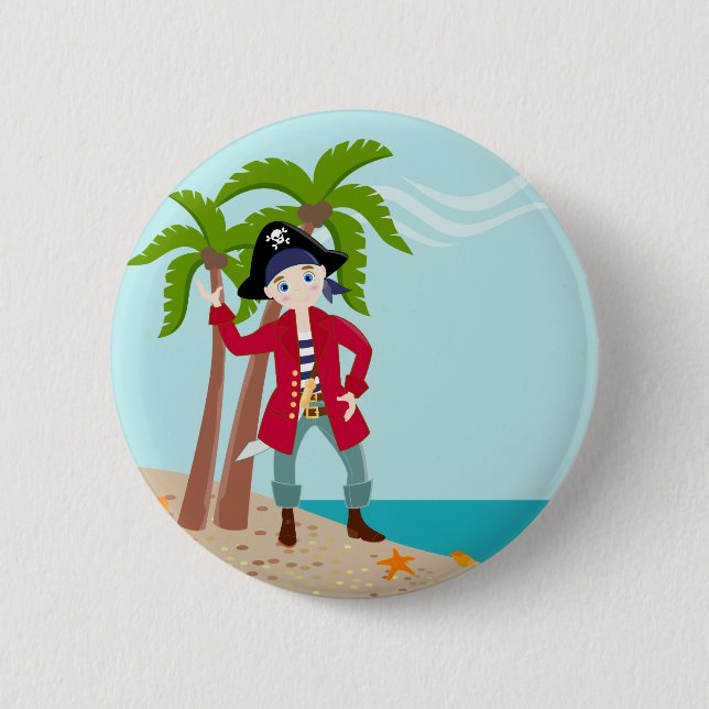 Badge Rond 5 Cm Fête d'anniversaire d'enfant de pirate (Devant)