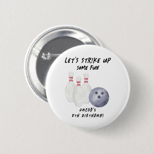 Badge Rond 5 Cm Fête d'anniversaire d'enfants au bowling