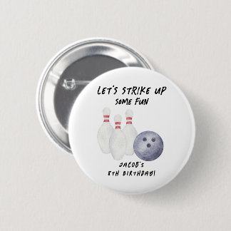 Badge Rond 5 Cm Fête d'anniversaire d'enfants au bowling