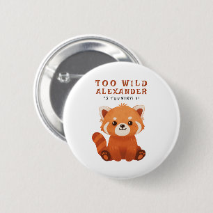 Badge Rond 5 Cm Fête d'anniversaire du Panda roux 1 an