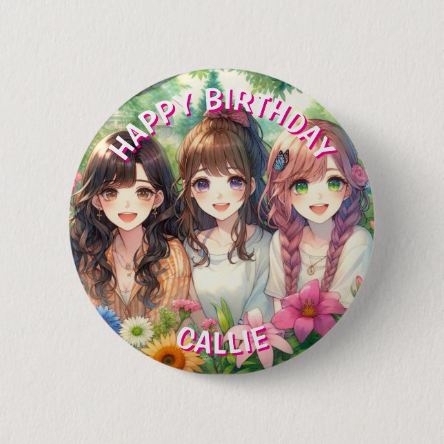 Badge Rond 5 Cm Fête d'anniversaire joyeuse personnalisée (Devant)