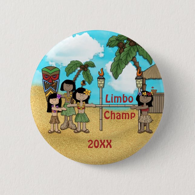 Badge Rond 5 Cm Fête d'anniversaire Limbo Luau - Limbo Champ (Devant)