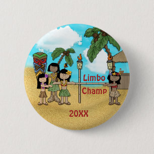 Badge Rond 5 Cm Fête d'anniversaire Limbo Luau - Limbo Champ