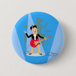Badge Rond 5 Cm Fête d'anniversaire Rock Star Boy