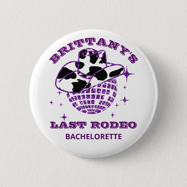 Badge Rond 5 Cm Fête de Bachelorette Cowgirl Disco Rétro 70 (Devant)