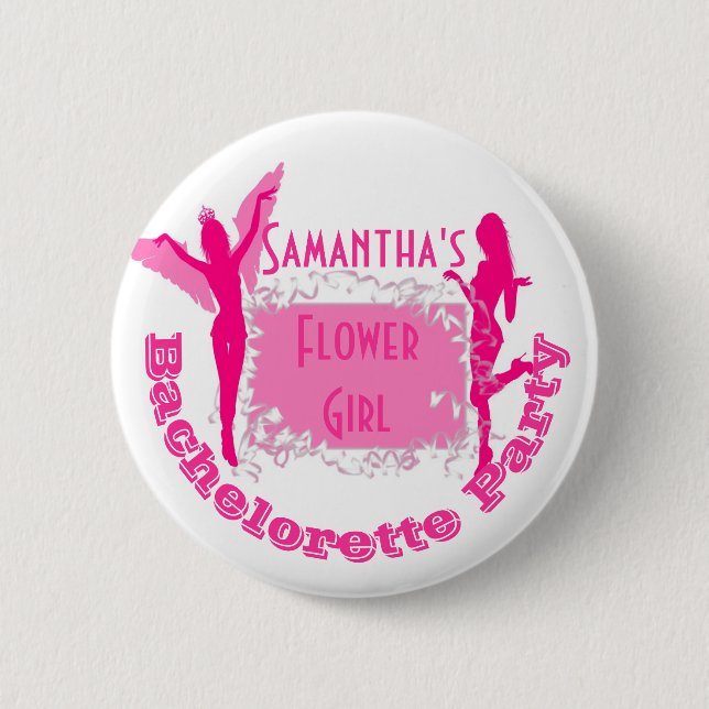 Badge Rond 5 Cm Fête de bachelorette rose personnalisée (Devant)