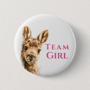 Badge Rond 5 Cm Fête de bébé fille Équipe de l'orignal des bois
