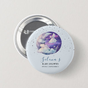 Badge Rond 5 Cm Fête de bébé moderne Garçon au-dessus de la Lune