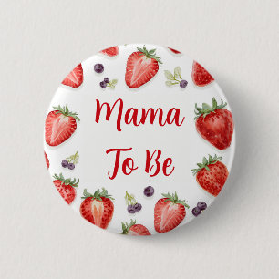 Badge Rond 5 Cm Fête de bébé personnalisée aux fraises Future Mama