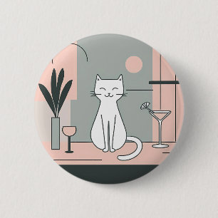 Badge Rond 5 Cm fête de chat cocktail style rétro chats