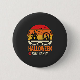 Badge Rond 5 Cm Fête de chat d'Halloween Sorcière Chaudron Silhoue