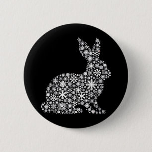 Badge Rond 5 Cm Fête de Fête de neige - Lapin Lapin