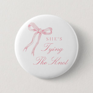 Badge Rond 5 Cm Fête de Fiançailles Arc en Ciel Rose Elle Noue le 