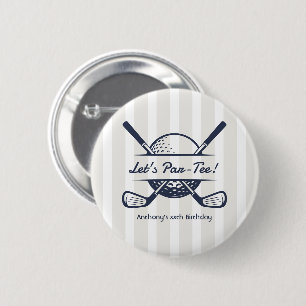 Badge Rond 5 Cm Fête de golf prépa Navy, White & Cloud Dancer