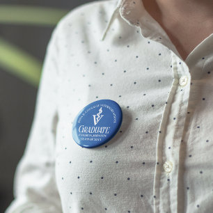 Badge Rond 5 Cm Fête de graduation de l'école vétérinaire bleue pe