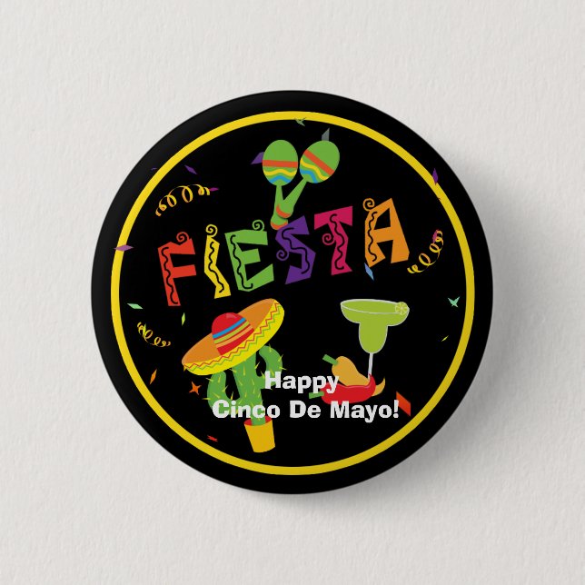 Badge Rond 5 Cm Fête de la Fiesta Cinco De Mayo Pin BUTTON (Devant)