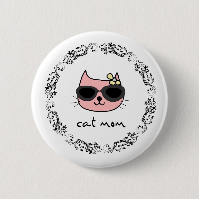 Badge Rond 5 Cm Fête de la mère de maman au chat (Devant)