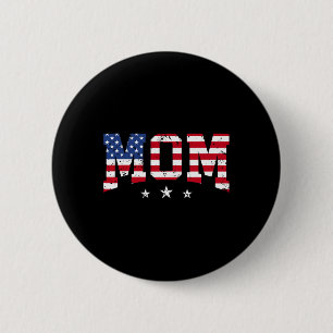 Badge Rond 5 Cm Fête de la mère vintage American Mom Usa Drapeau 4