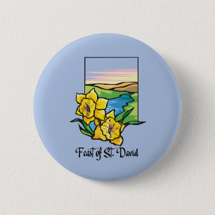 Badge Rond 5 Cm Fête de la Saint-David Jonquilles