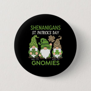 Badge Rond 5 Cm Fête de la Saint-Patrick Chanceux Trèfle Gnomes Lé