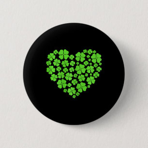 Badge Rond 5 Cm Fête de la Saint-Patrick Cœurs Trèfle Femmes Fille