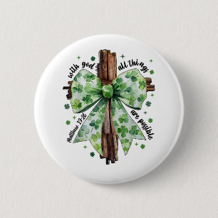 Badge Rond 5 Cm Fête de la Saint-Patrick Croix de la Foi Chrétienn