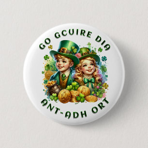 Badge Rond 5 Cm fête de la saint-patrick   Go gcuire Dia an t-ádh