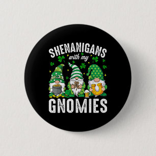Badge Rond 5 Cm Fête de la Saint-Patrick Shamrock Chanceux Gnomes 