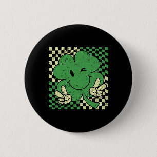 Badge Rond 5 Cm Fête de la Saint-Patrick Vintage Rétro Groovy Chan