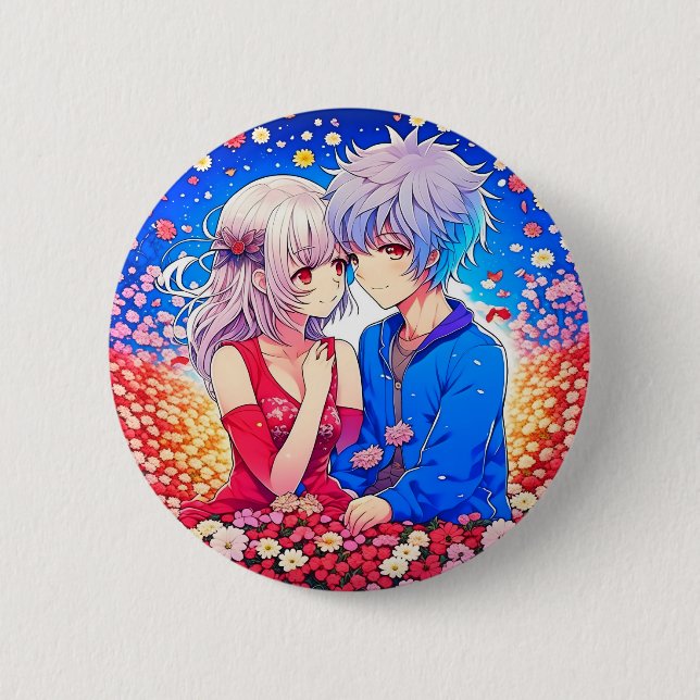 Badge Rond 5 Cm Fête de la Saint-Valentin sur le thème de l'anime (Devant)