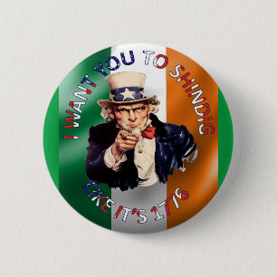 Badge Rond 5 Cm Fête de l'oncle Sam irlando-américain