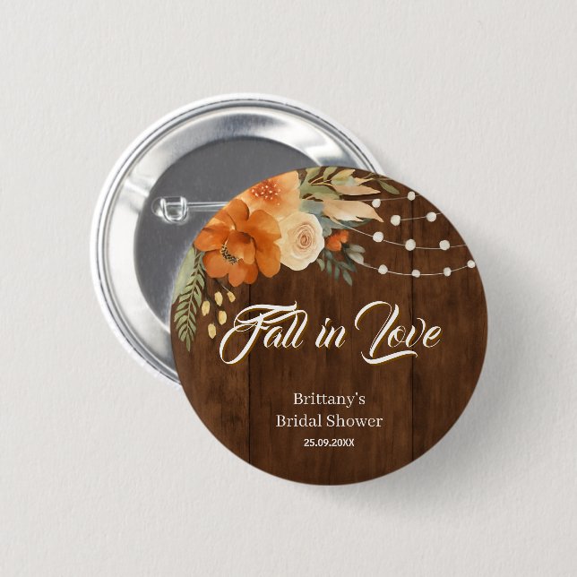 Badge Rond 5 Cm Fête de mariage champêtre Fleurs d'automne (Devant & derrière)