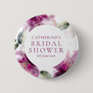 Badge Rond 5 Cm Fête de mariage floral Lily rose pastel aquarelle