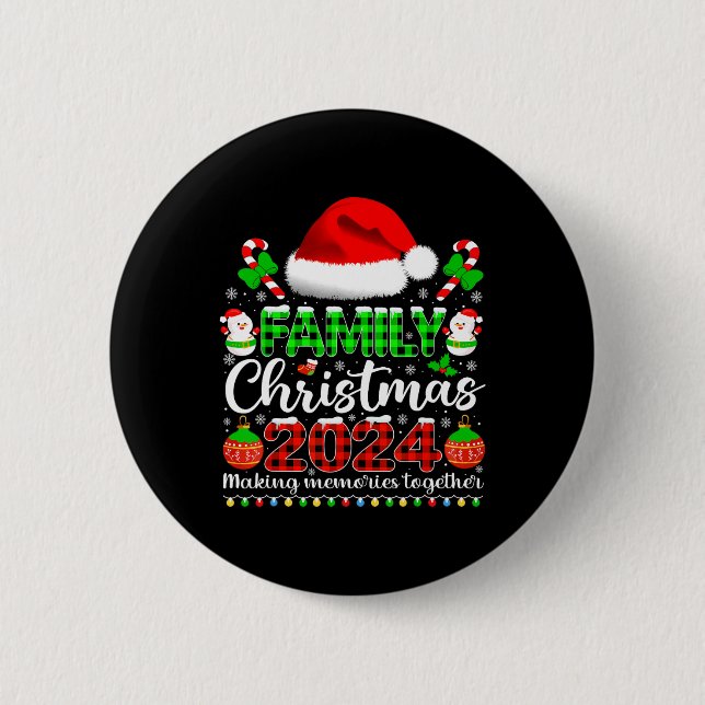 Badge Rond 5 Cm Fête de Noël 2024 Funny Noël Pajamas Buffalo P (Devant)