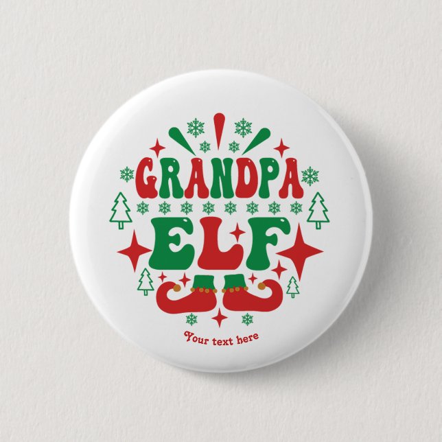 Badge Rond 5 Cm Fête de Noël de Papy Elf (Devant)
