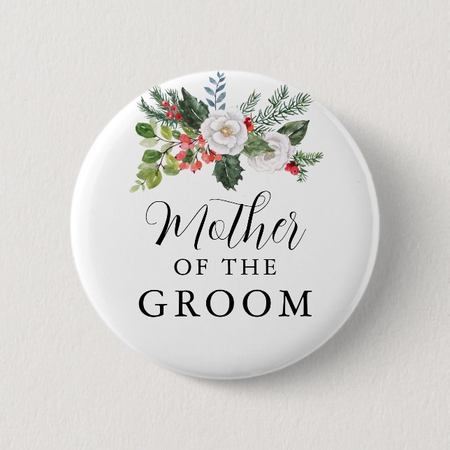 Badge Rond 5 Cm Fête de Noël pour la mère du marié en hiver (Devant)