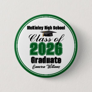 Badge Rond 5 Cm Fête de remise des diplômes personnalisée verte po