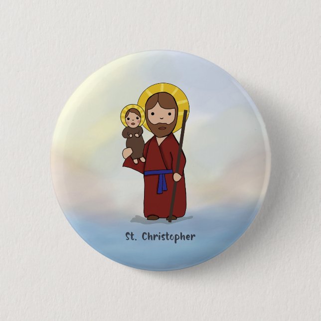 Badge Rond 5 Cm Fête de Saint Christophe Saint  (Devant)