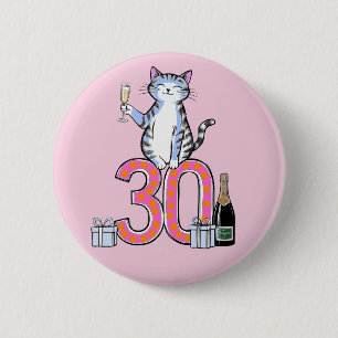 Badge Rond 5 Cm fête des 30 ans de chat célébration 30 ans trente